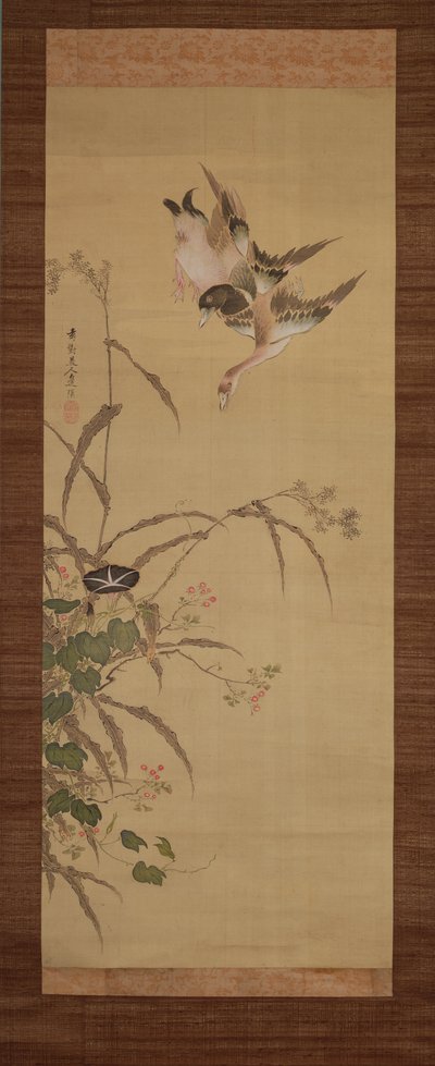 Enten, Blumen und Gräser, ca. 1800-22 von Gentai Sanjin